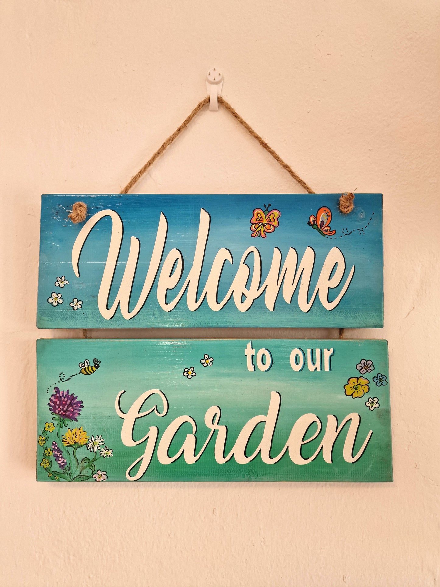 Welcome to our Garden Handgemaakt houten tuinbord (Boho stijl)