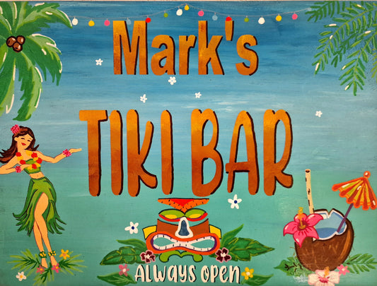 Handmade Personalized Tiki Bar Sign