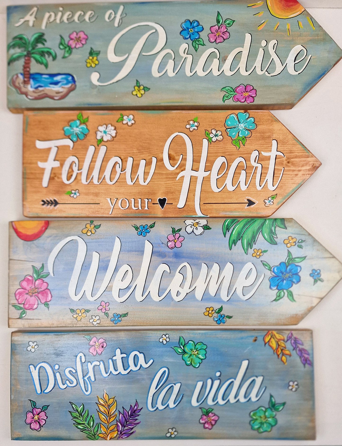 Wooden garden text signs
