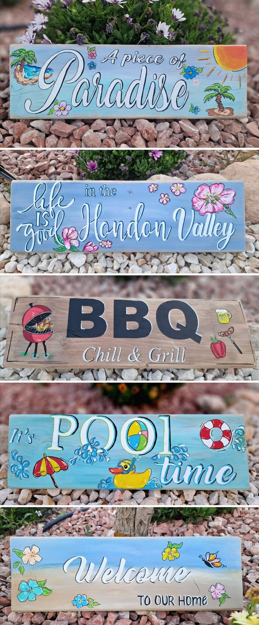 Workshop wooden signs