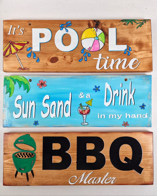 Workshop wooden signs