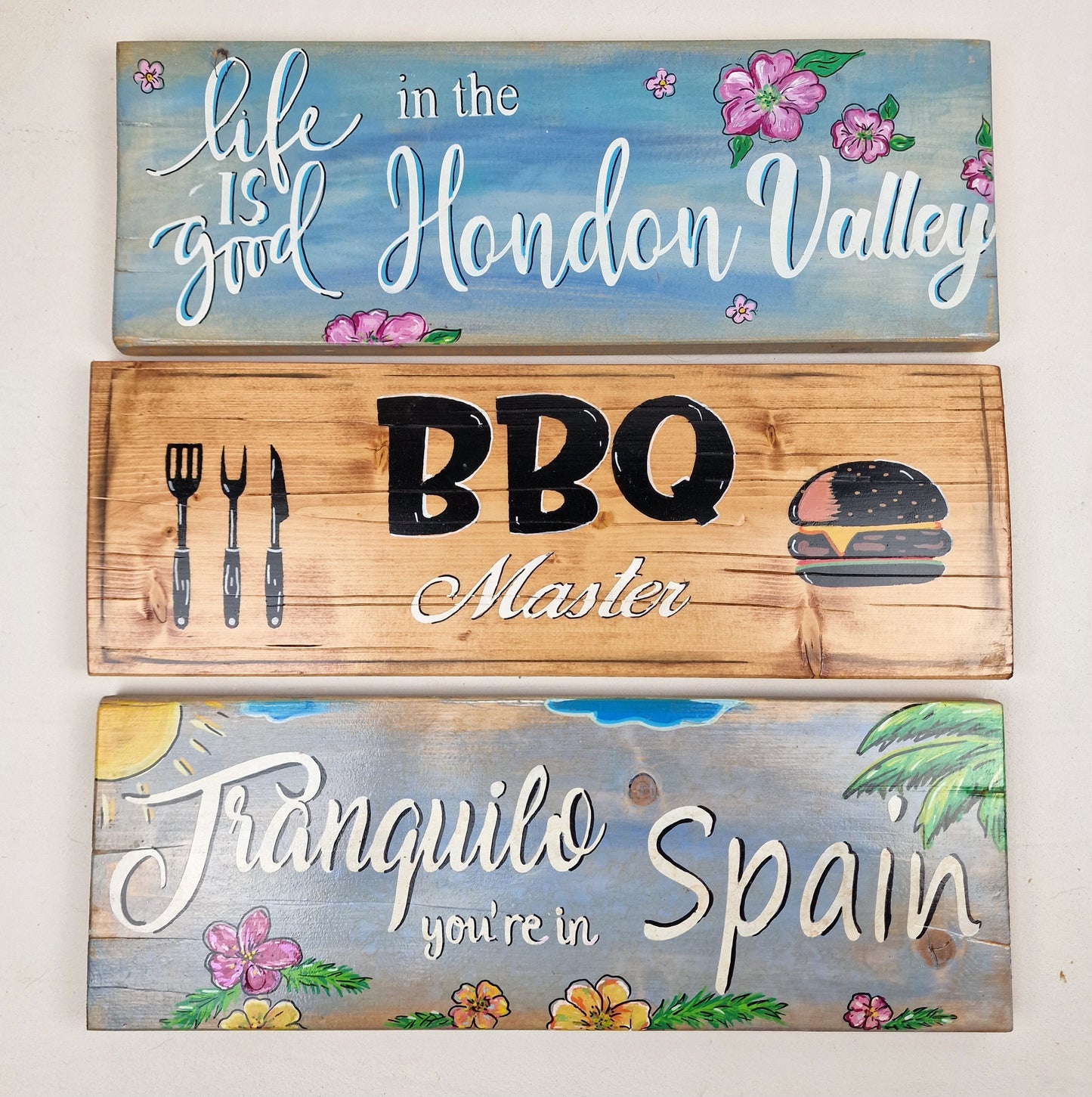 Wooden garden text signs