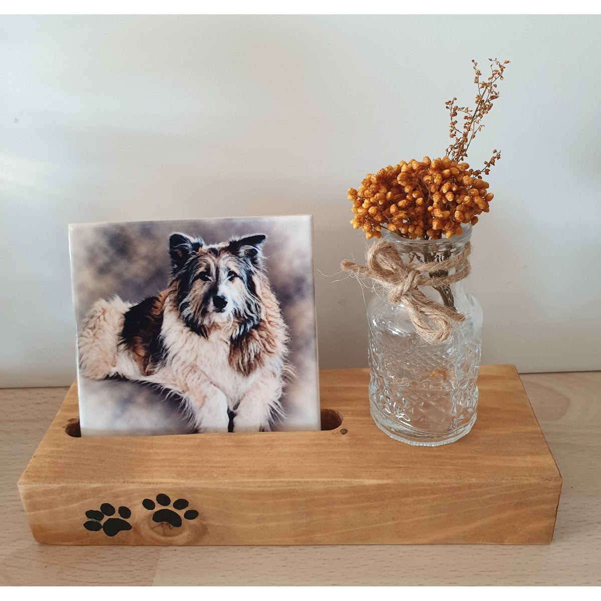 1. A Place in My Heart – Personalised Photo Tile with Wooden Holder