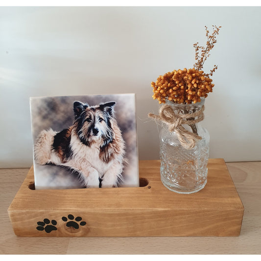 1. A Place in My Heart – Personalised Photo Tile with Wooden Holder