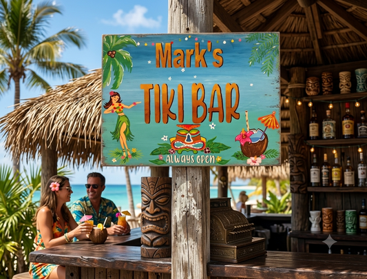 Handmade Personalized Tiki Bar Sign