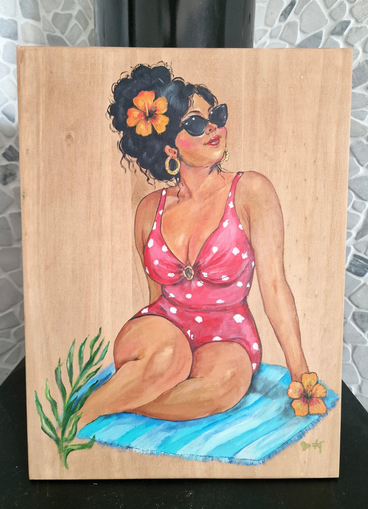 5. Happy Señorita – Hand-Painted Mediterranean Artwork on Wood