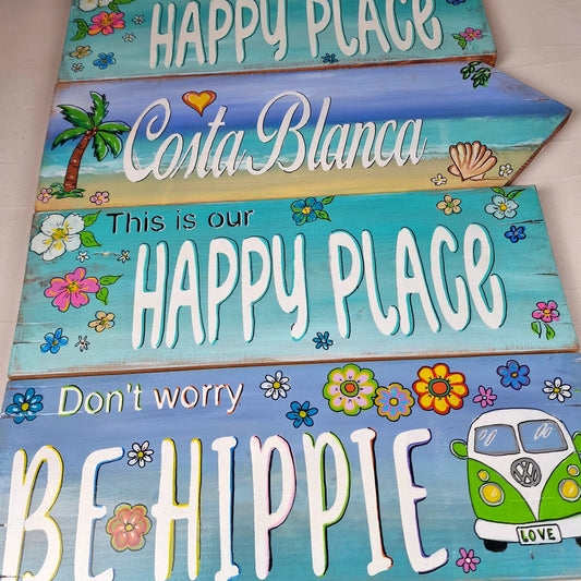 Wooden garden text signs