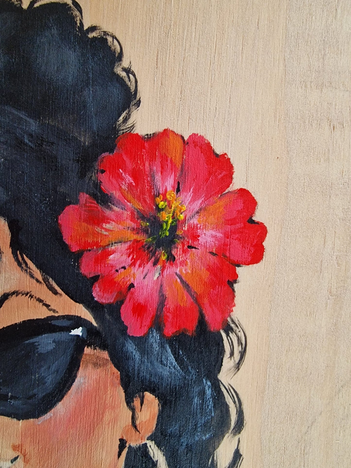 5. Happy Señorita – Hand-Painted Mediterranean Artwork on Wood