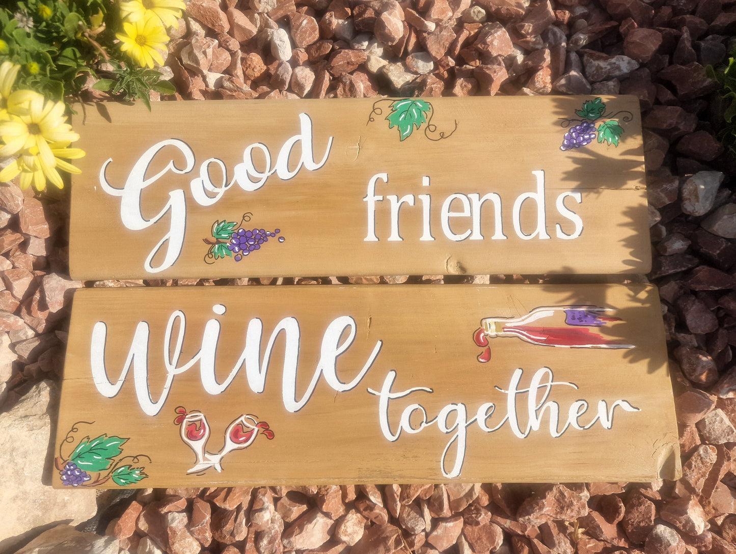 Wooden garden text signs