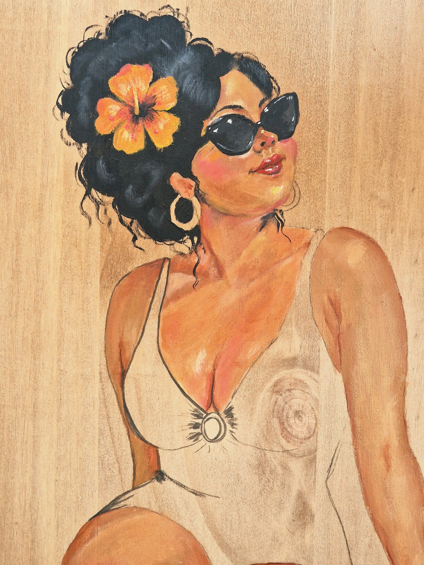 5. Happy Señorita – Hand-Painted Mediterranean Artwork on Wood