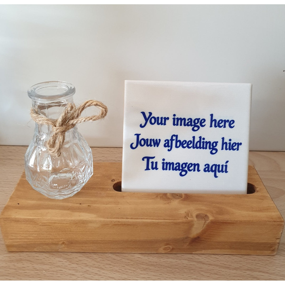 1. A Place in My Heart – Personalised Photo Tile with Wooden Holder